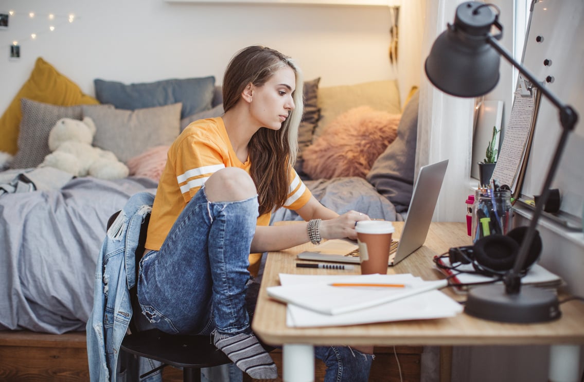 Teen working on homework